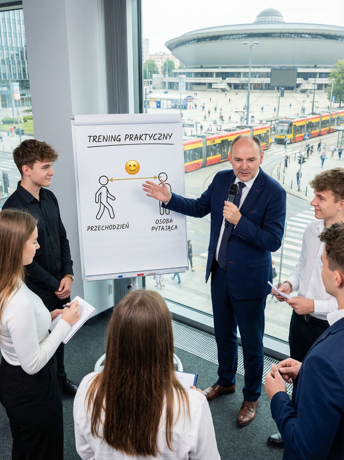 Practical training: talking to a passer-by in the street